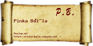 Pinka Béla névjegykártya